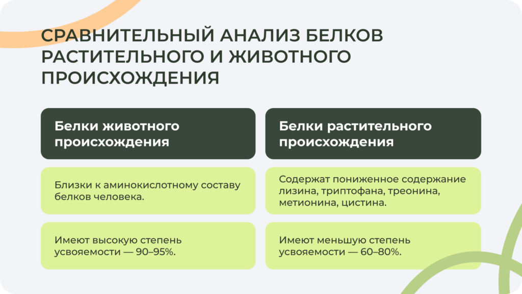 Сравнительный анализ белков Степень усвояемости белков