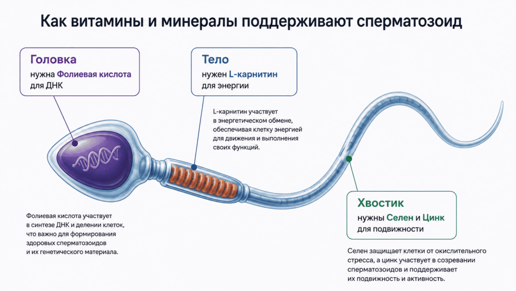 Витамины для здоровья сперматозоидов